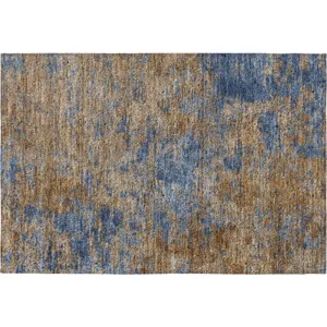 Luxury Washable Indoor/Outdoor Kochi Navy 1\'8\" x 2\'6\" Rug