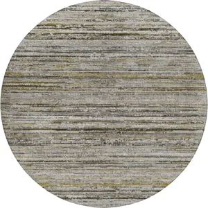 Luxury Washable Indoor/Outdoor Kochi Pewter 8\' x 8\' Round Rug