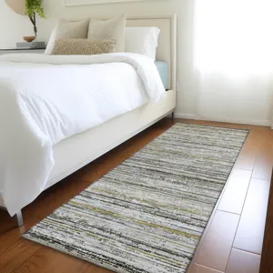 Luxury Washable Indoor/Outdoor Kochi Pewter 2\'3\" x 7\'6\" Runner Rug