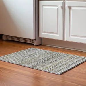 Luxury Washable Indoor/Outdoor Kochi Pewter 1\'8\" x 2\'6\" Rug