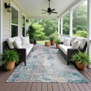 Luxury Washable Indoor/Outdoor Kochi Teal 5\' x 7\'6\" Rug