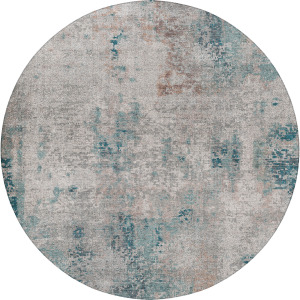 Luxury Washable Indoor/Outdoor Kochi Teal 8' x 8' Round Rug