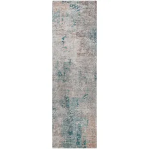 Luxury Washable Indoor/Outdoor Kochi Teal 2\'3\" x 7\'6\" Runner Rug