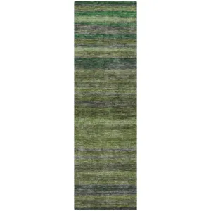 Luxury Washable Indoor/Outdoor Kochi Aloe 2\'3\" x 7\'6\" Runner Rug
