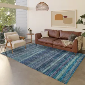 Luxury Washable Indoor/Outdoor Kochi Blue 10\' x 14\' Rug