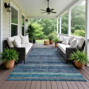 Luxury Washable Indoor/Outdoor Kochi Blue 10\' x 14\' Rug