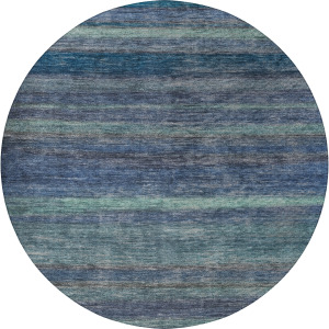 Luxury Washable Indoor/Outdoor Kochi Blue 8' x 8' Round Rug