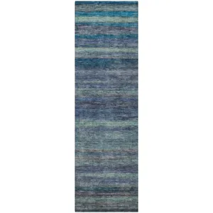 Luxury Washable Indoor/Outdoor Kochi Blue 2\'3\" x 7\'6\" Runner Rug