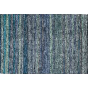 Luxury Washable Indoor/Outdoor Kochi Blue 1\'8\" x 2\'6\" Rug
