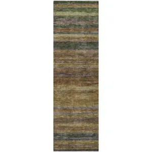Luxury Washable Indoor/Outdoor Kochi Brown 2\'3\" x 7\'6\" Runner Rug