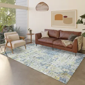 Luxury Washable Indoor/Outdoor Kochi Blue 9\' x 12\' Rug