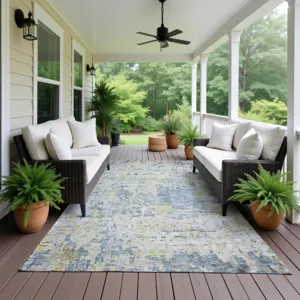 Luxury Washable Indoor/Outdoor Kochi Blue 9\' x 12\' Rug