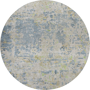 Luxury Washable Indoor/Outdoor Kochi Blue 8' x 8' Round Rug