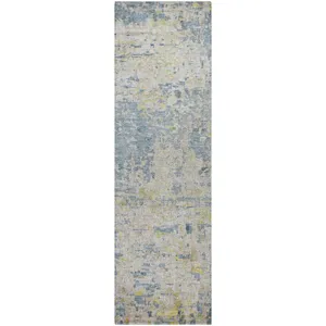 Luxury Washable Indoor/Outdoor Kochi Blue 2\'3\" x 7\'6\" Runner Rug