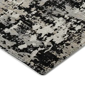 Luxury Washable Indoor/Outdoor Kochi Black 8\' x 10\' Rug