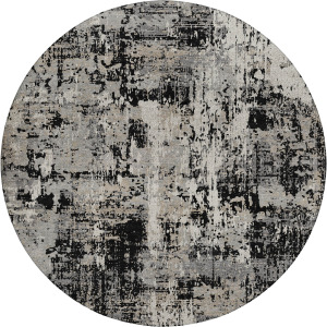 Luxury Washable Indoor/Outdoor Kochi Black 8' x 8' Round Rug