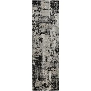 Luxury Washable Indoor/Outdoor Kochi Black 2\'3\" x 7\'6\" Runner Rug