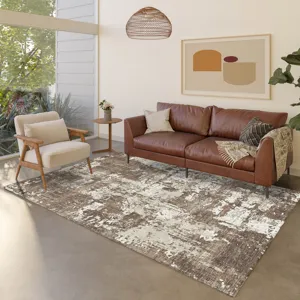 Luxury Washable Indoor/Outdoor Kochi Brown 9\' x 12\' Rug