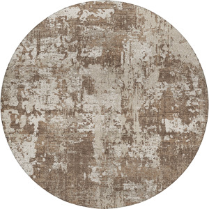 Luxury Washable Indoor/Outdoor Kochi Brown 8' x 8' Round Rug