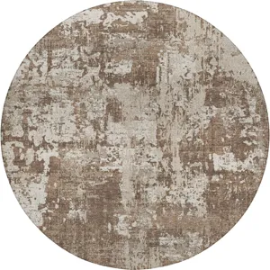 Luxury Washable Indoor/Outdoor Kochi Brown 8\' x 8\' Round Rug