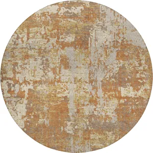 Luxury Washable Indoor/Outdoor Kochi Copper 8\' x 8\' Round Rug