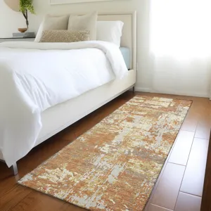 Luxury Washable Indoor/Outdoor Kochi Copper 2\'3\" x 7\'6\" Runner Rug