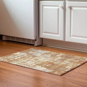 Luxury Washable Indoor/Outdoor Kochi Copper 1\'8\" x 2\'6\" Rug