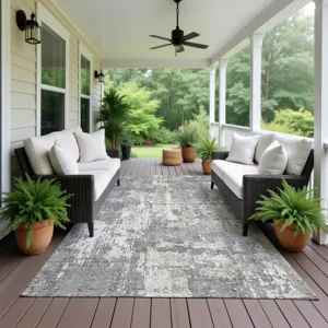 Luxury Washable Indoor/Outdoor Kochi Gray 2\'6\" x 3\'10\" Rug