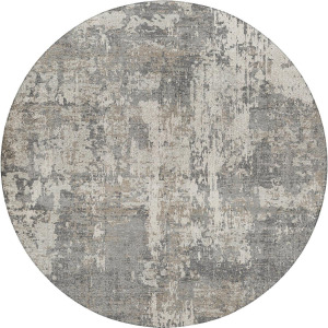 Luxury Washable Indoor/Outdoor Kochi Gray 8' x 8' Round Rug
