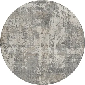 Luxury Washable Indoor/Outdoor Kochi Gray 8\' x 8\' Round Rug