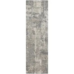 Luxury Washable Indoor/Outdoor Kochi Gray 2\'3\" x 7\'6\" Runner Rug