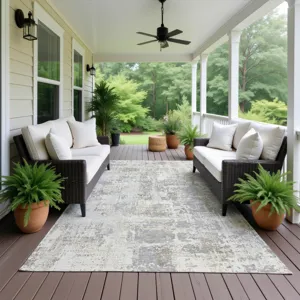 Luxury Washable Indoor/Outdoor Kochi Linen 10\' x 14\' Rug