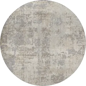 Luxury Washable Indoor/Outdoor Kochi Linen 8\' x 8\' Round Rug
