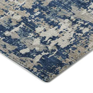 Luxury Washable Indoor/Outdoor Kochi Navy 8\' x 10\' Rug