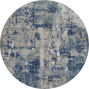 Luxury Washable Indoor/Outdoor Kochi Navy 8' x 8' Round Rug