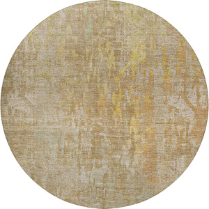 Luxury Washable Indoor/Outdoor Kochi Khaki 8' x 8' Round Rug