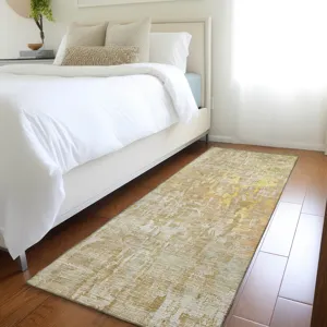 Luxury Washable Indoor/Outdoor Kochi Khaki 2\'3\" x 7\'6\" Runner Rug