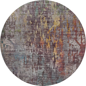 Luxury Washable Indoor/Outdoor Kochi Plum 8' x 8' Round Rug