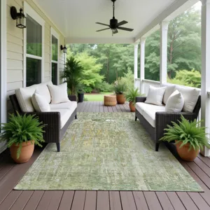 Luxury Washable Indoor/Outdoor Kochi Sage 9\' x 12\' Rug