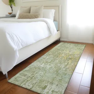 Luxury Washable Indoor/Outdoor Kochi Sage 2\'3\" x 7\'6\" Runner Rug