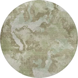 Luxury Washable Indoor/Outdoor Kochi Aloe 8\' x 8\' Round Rug