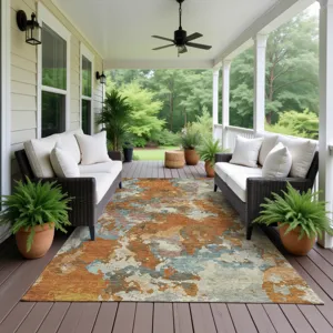 Luxury Washable Indoor/Outdoor Kochi Copper 3\' x 5\' Rug