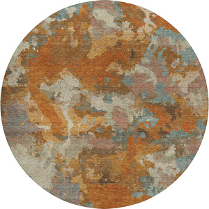 Luxury Washable Indoor/Outdoor Kochi Copper 8' x 8' Round Rug