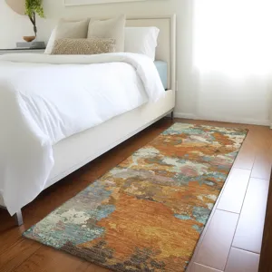 Luxury Washable Indoor/Outdoor Kochi Copper 2\'3\" x 7\'6\" Runner Rug