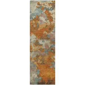 Luxury Washable Indoor/Outdoor Kochi Copper 2\'3\" x 7\'6\" Runner Rug