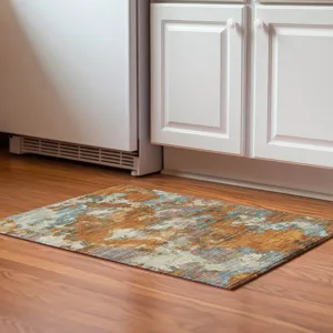 Luxury Washable Indoor/Outdoor Kochi Copper 1\'8\" x 2\'6\" Rug