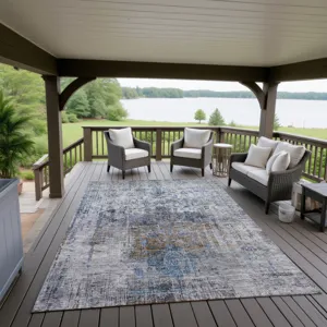 Indoor/Outdoor Karaj Blue 8\' x 10\' Rug