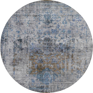 Indoor/Outdoor Karaj Blue 8' x 8' Round Rug