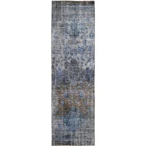Indoor/Outdoor Karaj Blue 2\'3\" x 7\'6\" Runner Rug