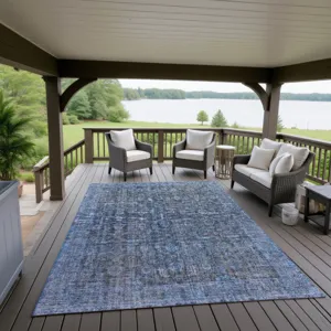 Indoor/Outdoor Karaj Blue 10\' x 14\' Rug